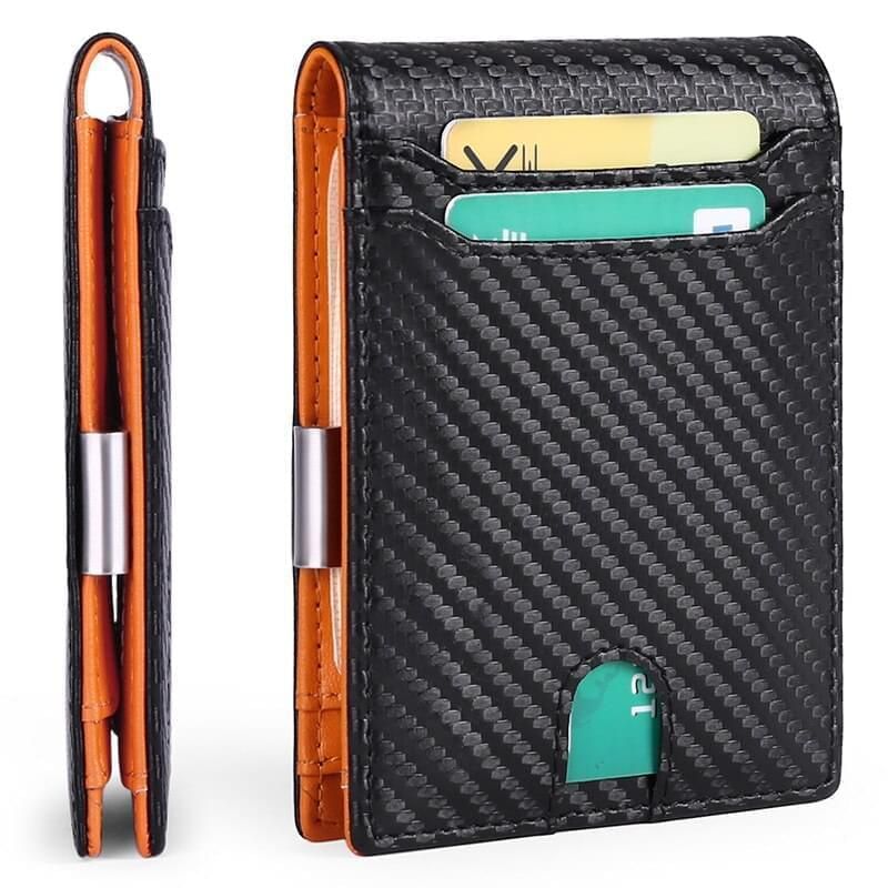 Carbon Fiber RFID Protected Leather Wallet - Trax4u