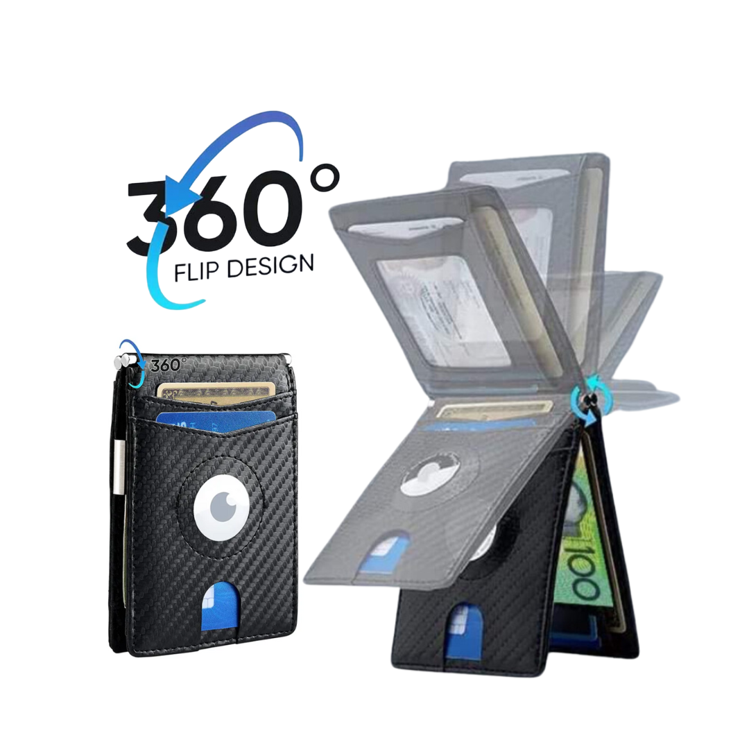 Premium Minimalist Airtag 360° Flip Wallet - Trax4u