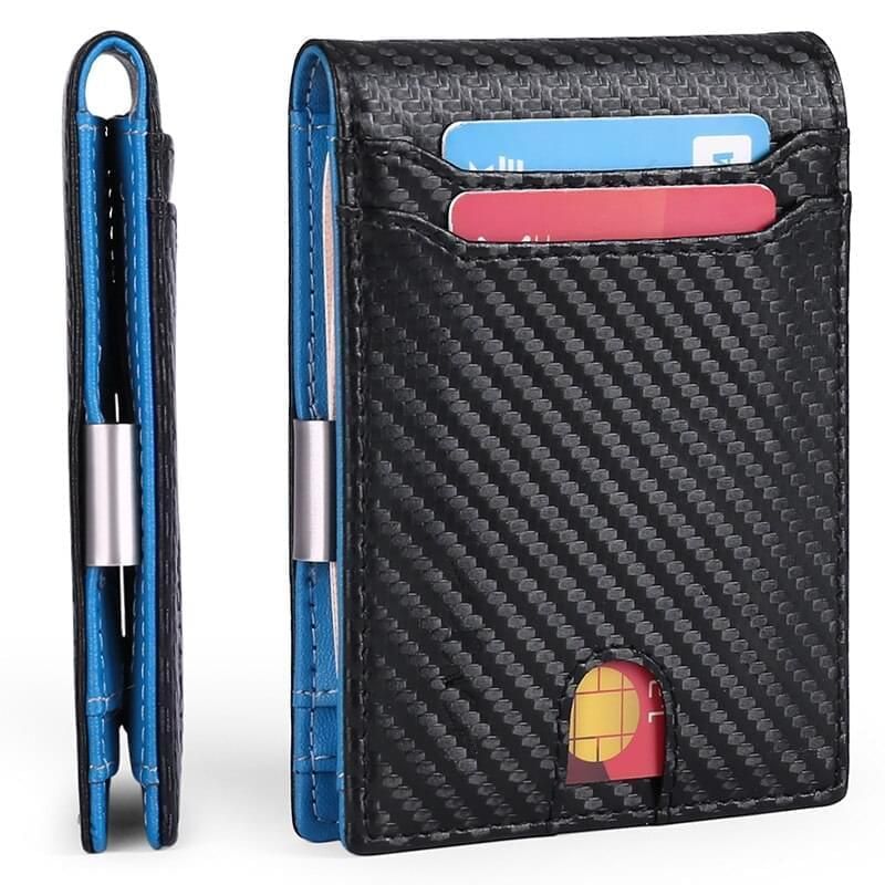 Carbon Fiber RFID Protected Leather Wallet