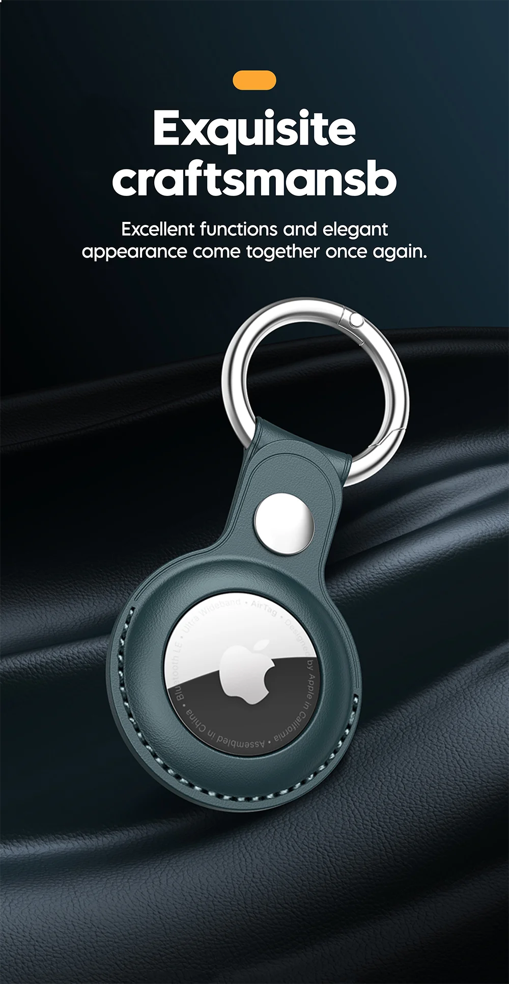 Vothoon PU Leather Case for Apple Airtag Protective Case Cover for Apple Locator Tracker Anti lost Device Keychain Trax4u