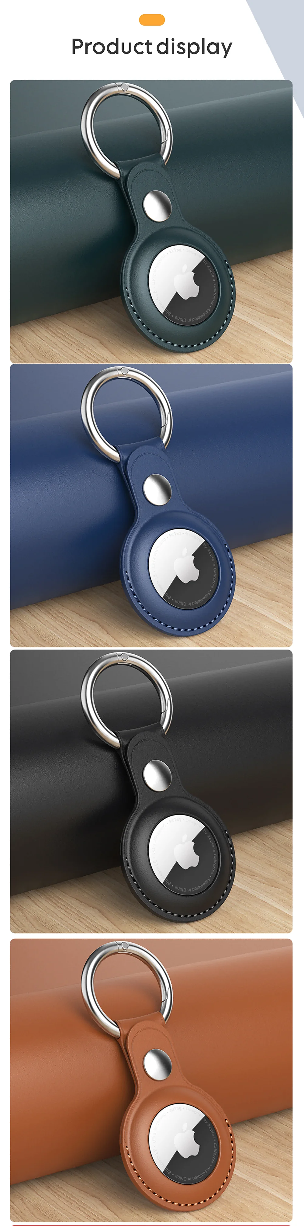 Vothoon PU Leather Case for Apple Airtag Protective Case Cover for Apple Locator Tracker Anti lost Device Keychain Trax4u