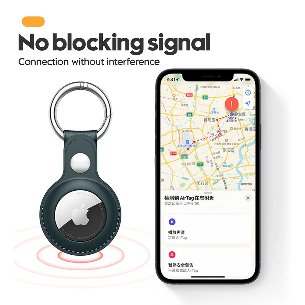 Vothoon PU Leather Case for Apple Airtag Protective Case Cover for Apple Locator Tracker Anti lost Device Keychain Trax4u