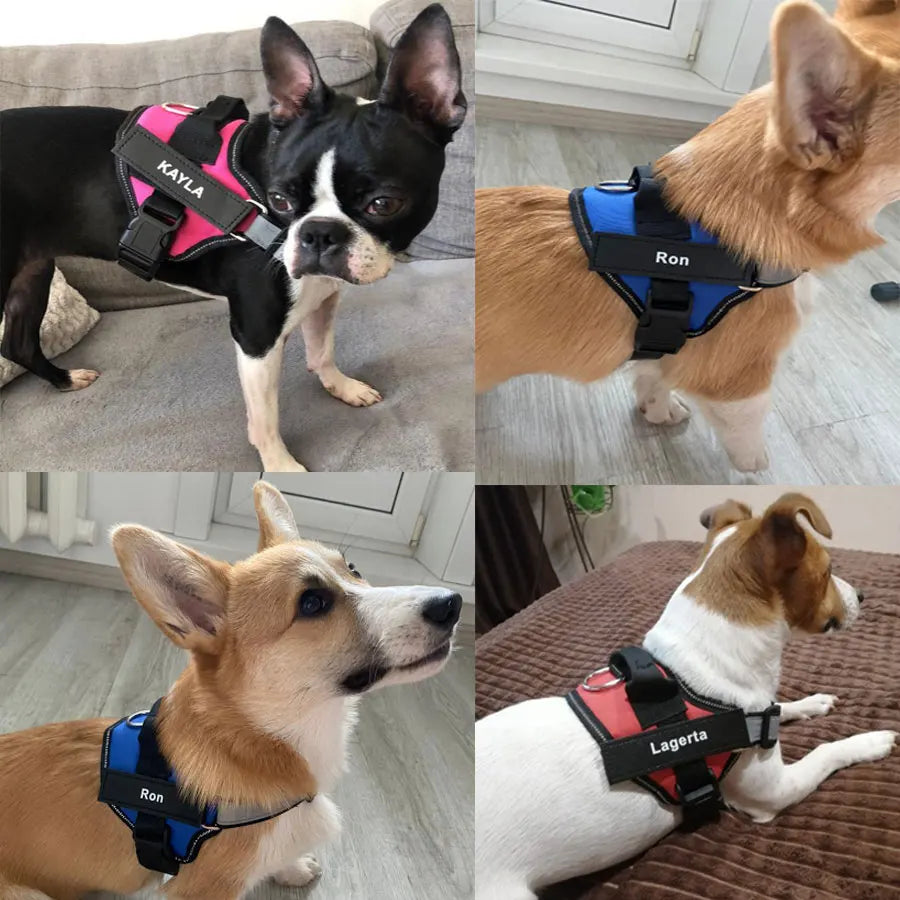 Dog Harness Reflective Breathable Adjustable Pet Harness For Dog Vest ID Custom Patch Outdoor Walking Dog Supplies Trax4u