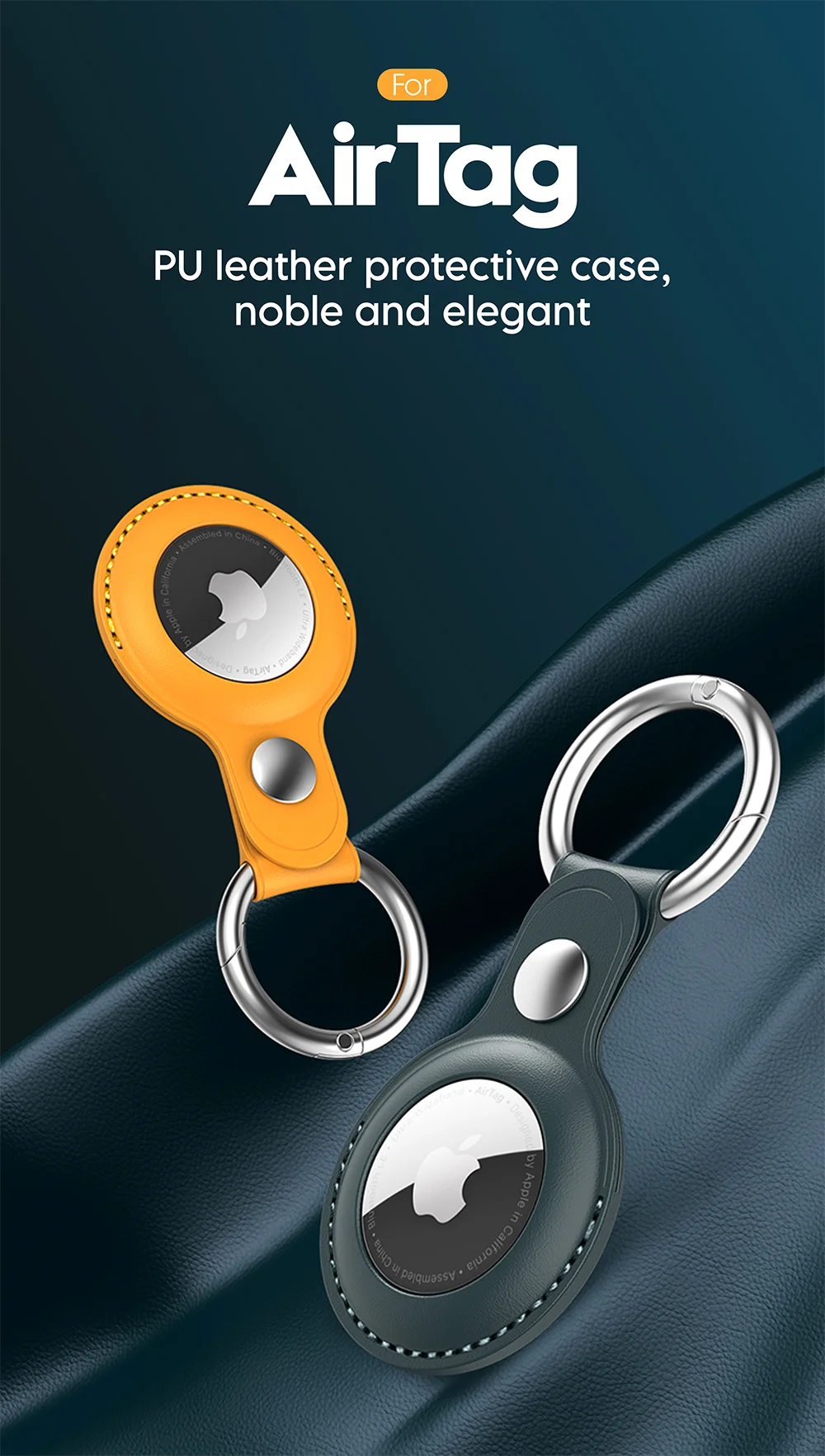 Vothoon PU Leather Case for Apple Airtag Protective Case Cover for Apple Locator Tracker Anti lost Device Keychain Trax4u