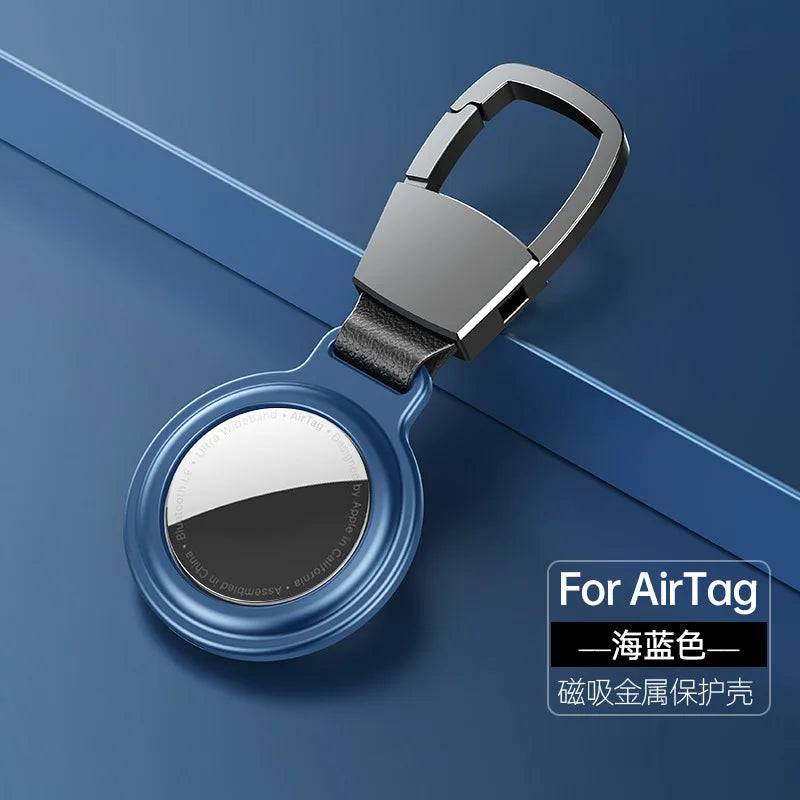 For Air Tags Keychain Protector Bumper Luxury Metal Magnetic Adsorption Cover For Apple Airtag Locator Protective Sleeve Case Trax4u