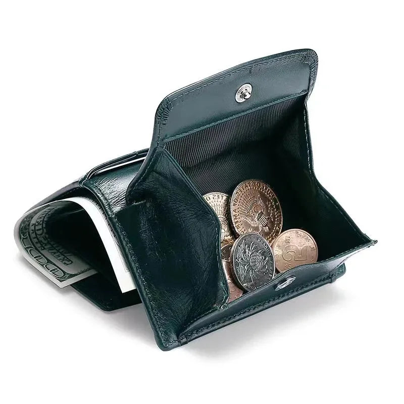 RFID Tri-fold Leather Mens Wallet with Airtag Card Holder Suitable for Men Women Luxury Purse Card Holder AirTag Trax4u