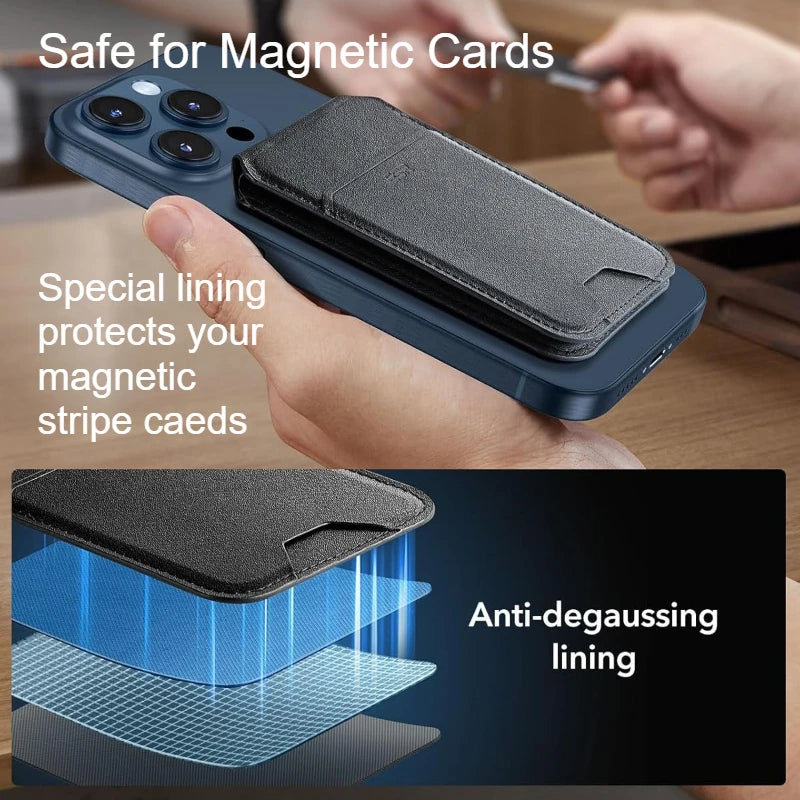 2 in 1 Wallet Stand Magnetic Card Holder Compatible for iPhone 17 16 15 Pro Max Adjustable Foldable Leather Phone Stand Trax4u