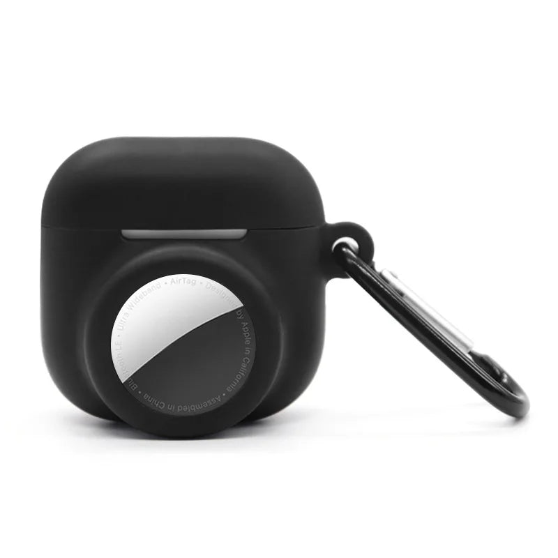 Soft 2 in 1 Protective Case Full Cover Silicone Wireless Earphone Cover With Hook Anti-scratch Skin Shell for AirPods 4/AirTag Trax4u