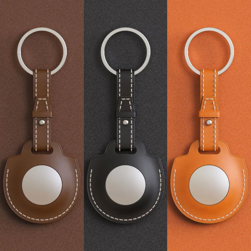 Protector Cover for AirTag Case Anti-Fall Protector Sleeve Leather Key Ring Keychain For Apple Air tag Tracker Device Shockproof Trax4u