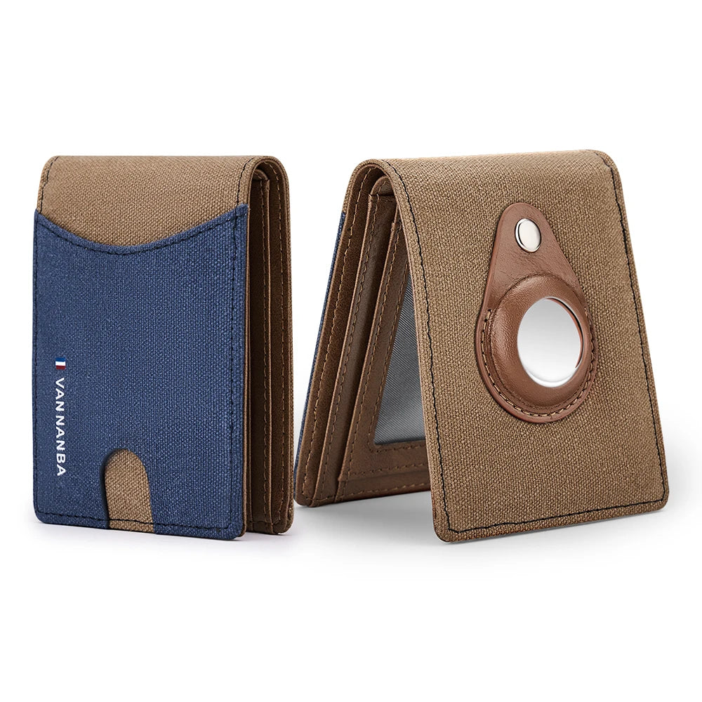 NEW Canvas Leather AirTag Wallet