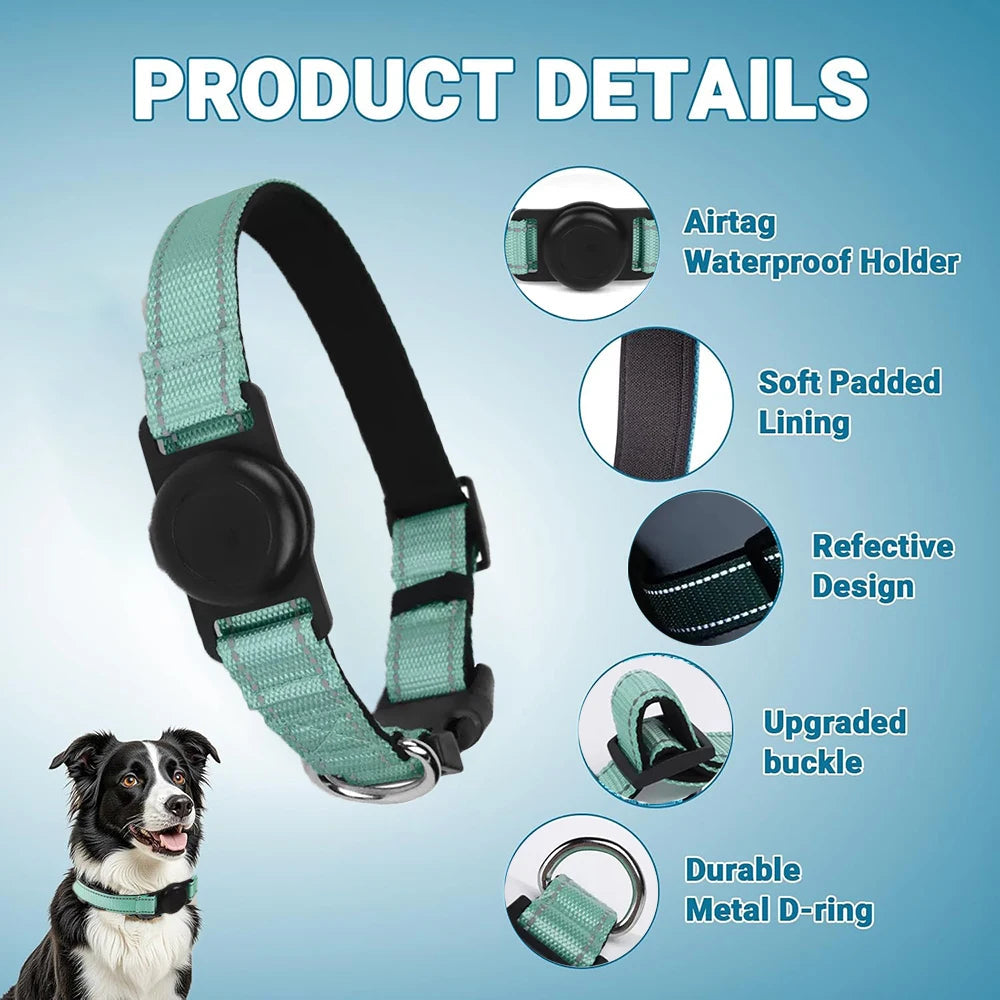 Dog Collar with Airtag Holder Ultra-Durable Comfortable Padded Heavy Duty Dog Collars for Small Medium Large Dogs Trax4u