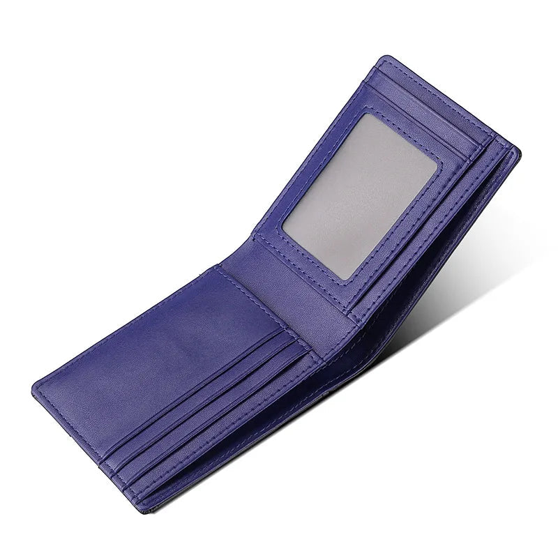 Airtag Business Genuine Cow Leather Men Bifold Thin Wallet RFID Blocking Credit Bank Card Holder with ID Window Male Purse Black Trax4u
