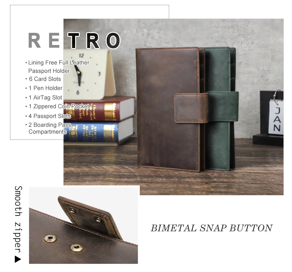 CONTACT'S Genuine Leather Family Passport Clutch Wallets RFID Card Holder AirTag Slot Passport Cover Families Travel Bag Handbag Trax4u