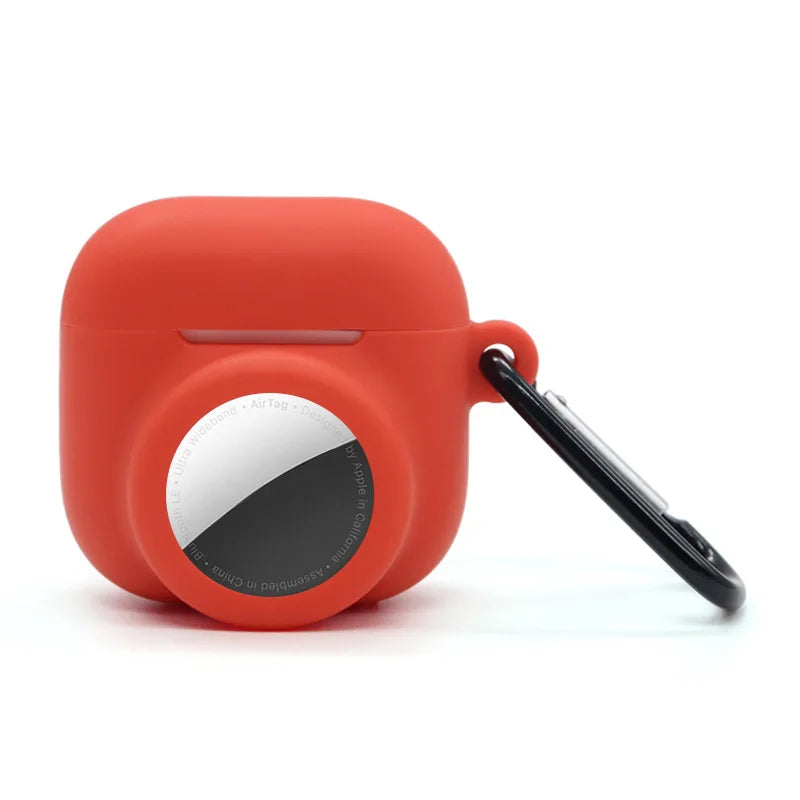 Soft 2 in 1 Protective Case Full Cover Silicone Wireless Earphone Cover With Hook Anti-scratch Skin Shell for AirPods 4/AirTag Trax4u