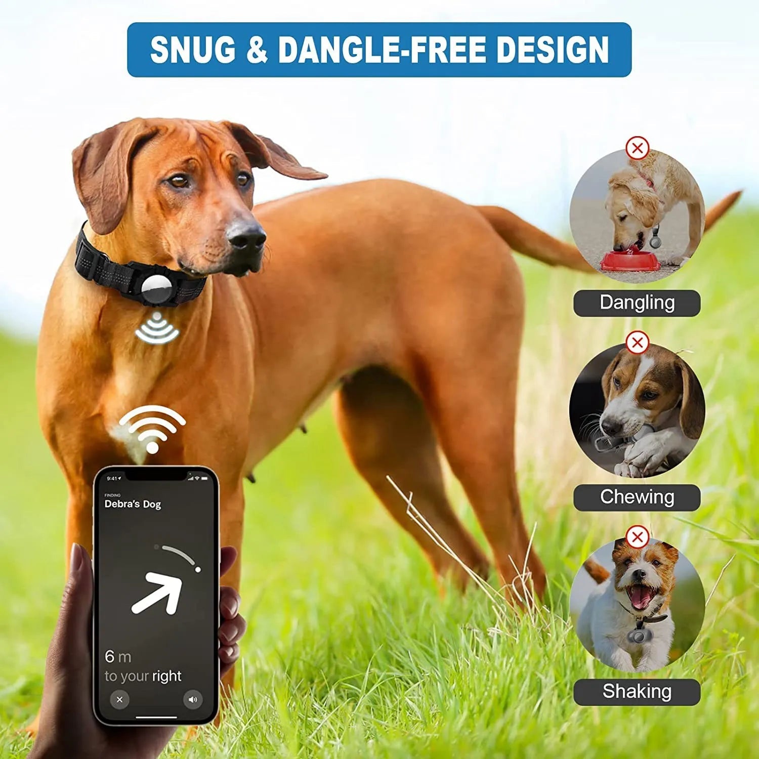 AA14 Dog Collar, Reflective Air Tag Dog Collar for - Adjustable Heavy Duty Dog Collar Black Trax4u