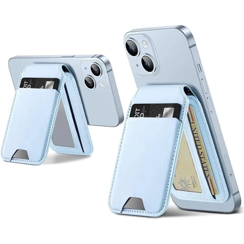 2 in 1 Wallet Stand Magnetic Card Holder Compatible for iPhone 17 16 15 Pro Max Adjustable Foldable Leather Phone Stand Trax4u