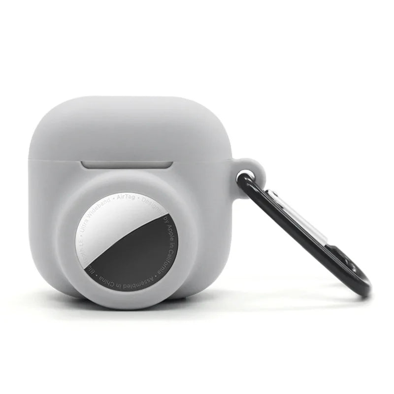Soft 2 in 1 Protective Case Full Cover Silicone Wireless Earphone Cover With Hook Anti-scratch Skin Shell for AirPods 4/AirTag Trax4u