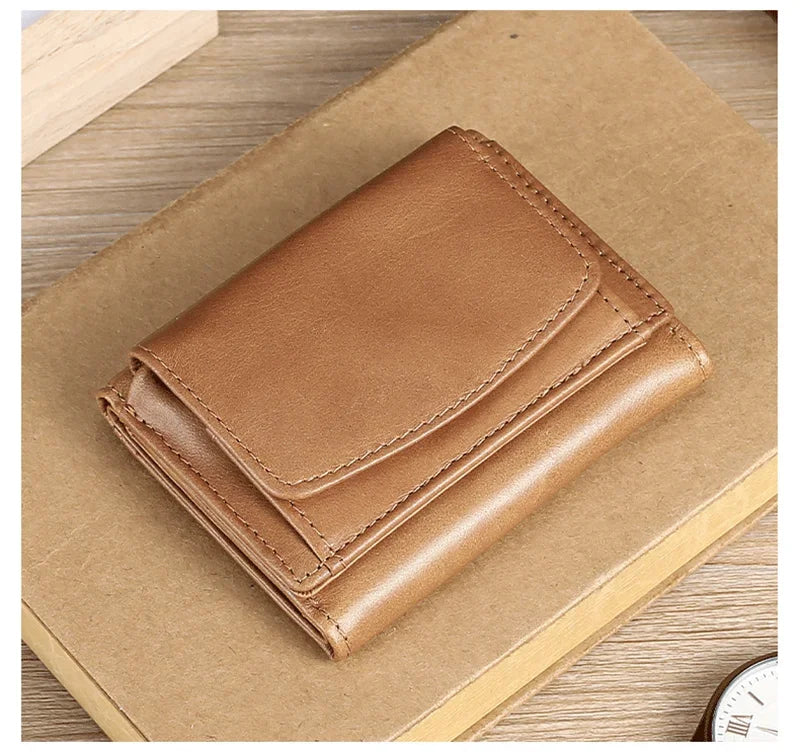 RFID Tri-fold Leather Mens Wallet with Airtag Card Holder Suitable for Men Women Luxury Purse Card Holder AirTag Trax4u