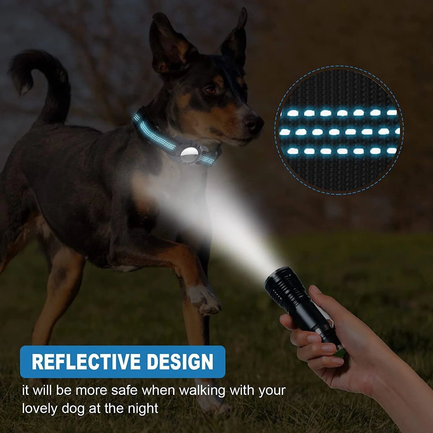 AA14 Dog Collar, Reflective Air Tag Dog Collar for - Adjustable Heavy Duty Dog Collar Black Trax4u