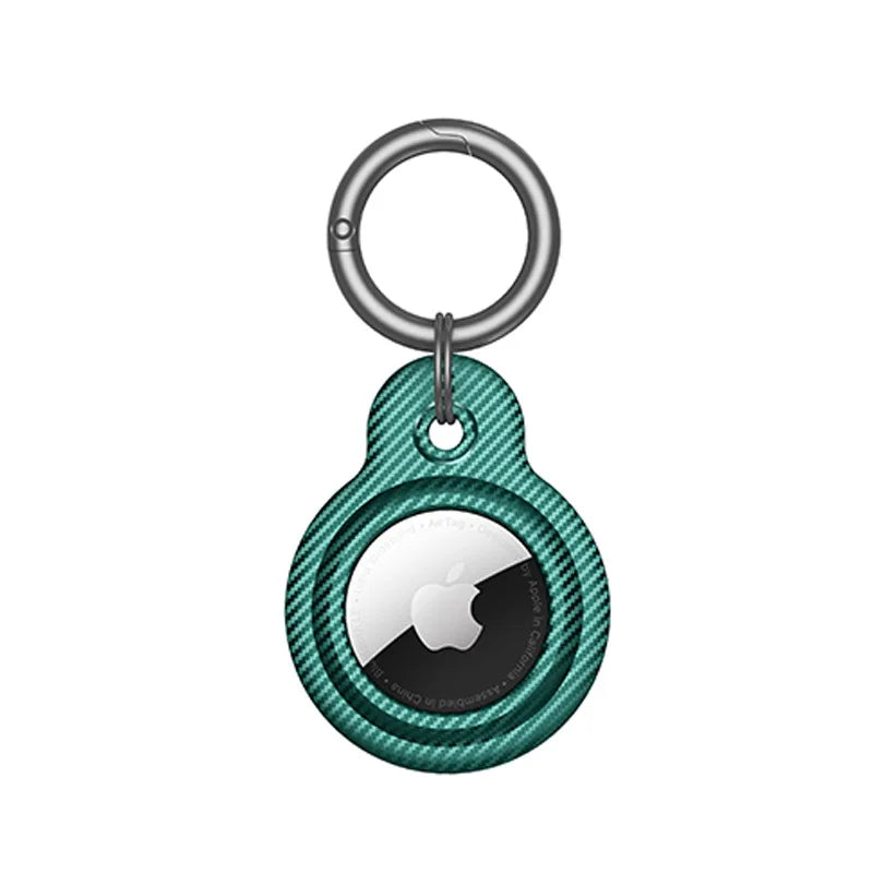 Carbon Fiber Anti-lost Keychain Holder Silicone Case for Apple Airtag Air Tag Dog Cat Pet Collar Keys Tracker Protective Cover Trax4u