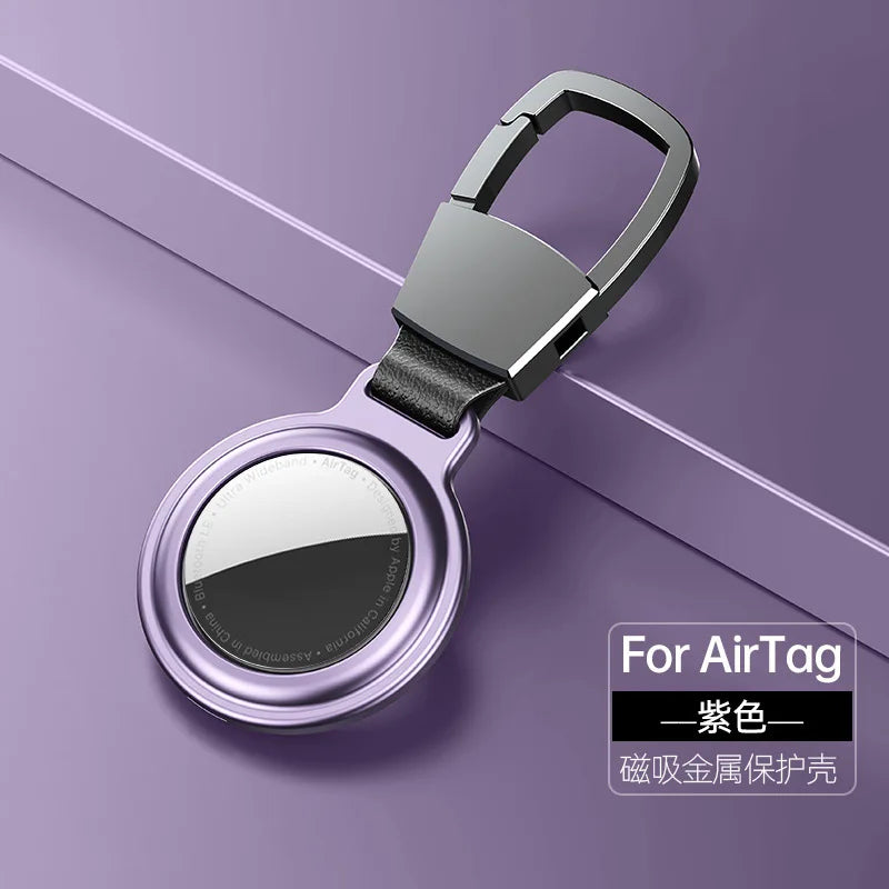 For Air Tags Keychain Protector Bumper Luxury Metal Magnetic Adsorption Cover For Apple Airtag Locator Protective Sleeve Case Trax4u
