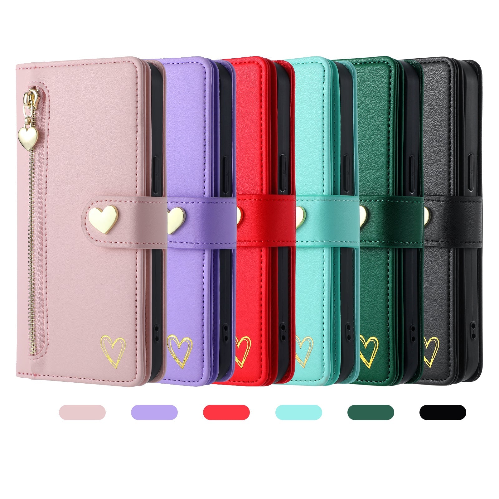 Zipper Cards Solt Wallet Leather Case For Samsung Galaxy S26 Ultra S25 S24 S22 Plus S21 FE A16 A26 A36 A56 A34 A54 Purse Cover Trax4u