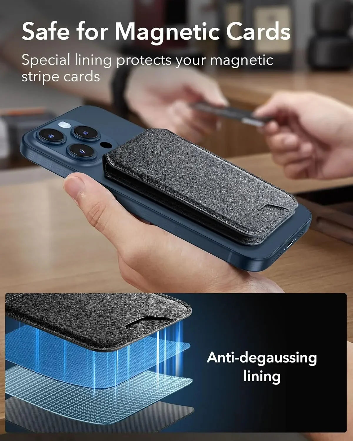 2 in 1 Wallet Stand Magnetic Card Holder Compatible for iPhone 17 16 15 Pro Max Adjustable Foldable Leather Phone Stand Trax4u