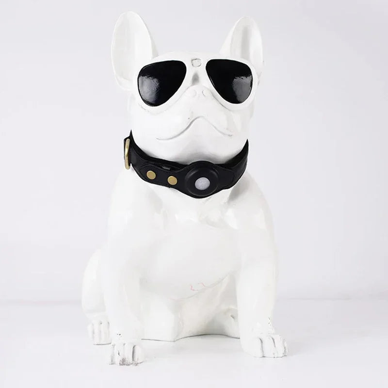 Airtag Holder Case Pet Dog Collar Leather Solid and Anti Loss Genuine Leather Airtag Heavy Duty Dog Collar Trax4u