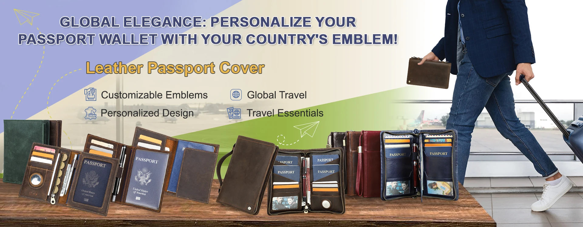 CONTACT'S Genuine Leather Family Passport Clutch Wallets RFID Card Holder AirTag Slot Passport Cover Families Travel Bag Handbag Trax4u
