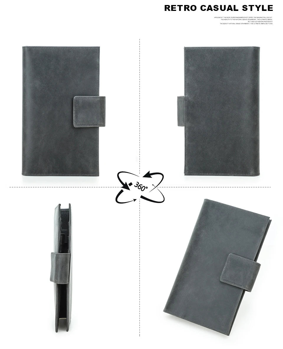 CONTACT'S Genuine Leather Family Passport Clutch Wallets RFID Card Holder AirTag Slot Passport Cover Families Travel Bag Handbag Trax4u