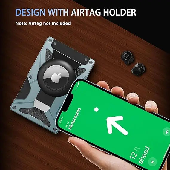 Mag Safe Wallet Money Clip, 2 in 1 Air Tag Holder and Money Clip, [With1 Magnetic Sheets], for Magnetic and Non-Magnetic Phones Trax4u