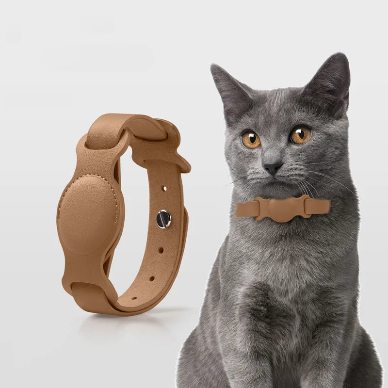 High-quality PU Leather Pet Collar With Airtag Holder, 3 Sizes Adjustable Pet Collar Perfect For Cat/Puppy/ Medium Large Dog Trax4u