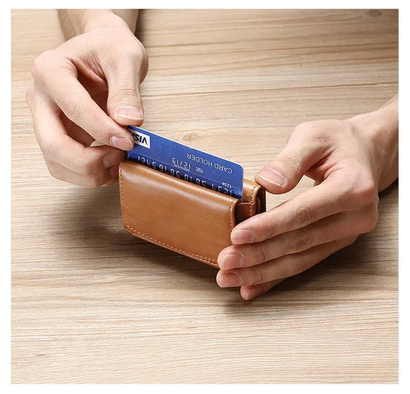 RFID Tri-fold Leather Mens Wallet with Airtag Card Holder Suitable for Men Women Luxury Purse Card Holder AirTag Trax4u
