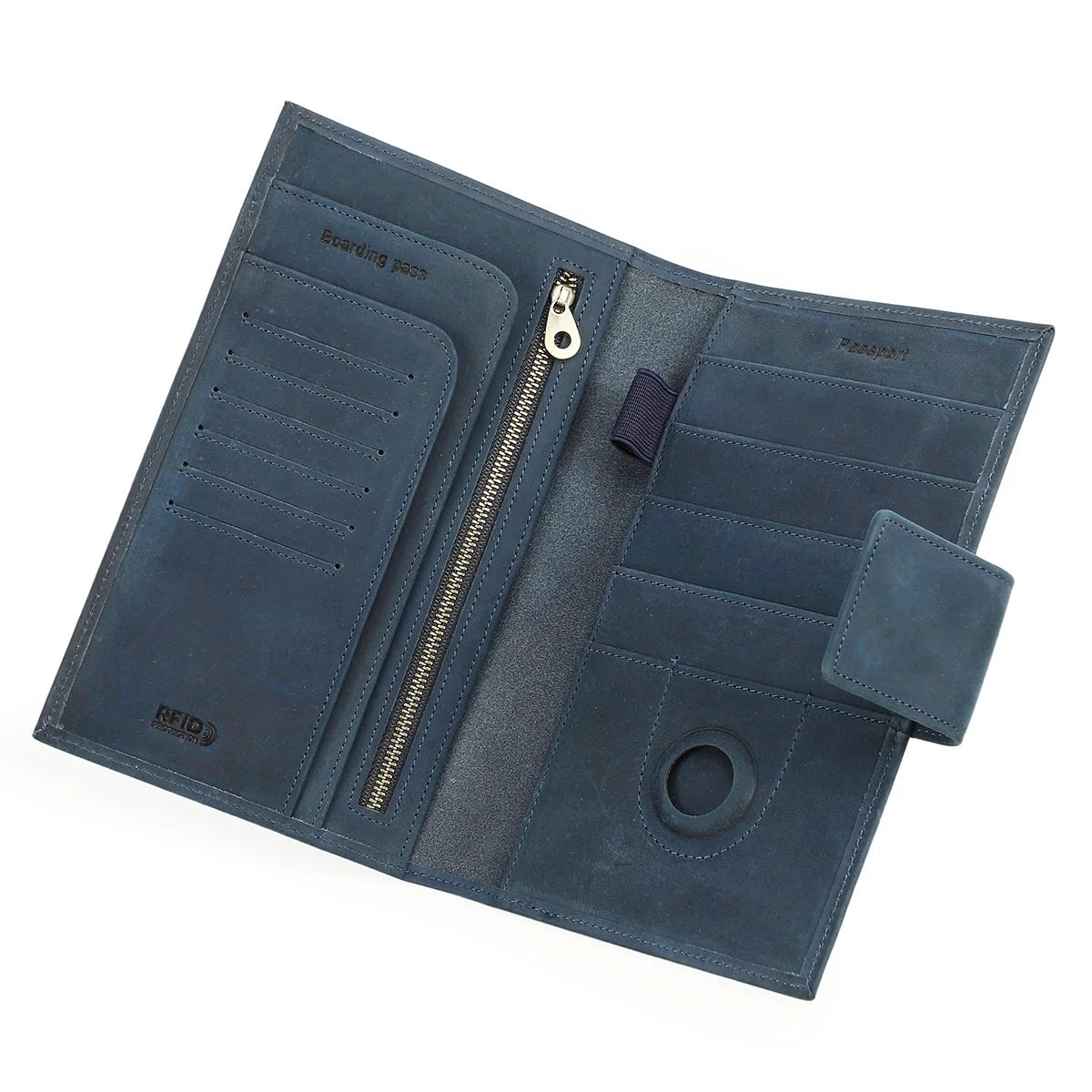CONTACT'S Genuine Leather Family Passport Clutch Wallets RFID Card Holder AirTag Slot Passport Cover Families Travel Bag Handbag Trax4u