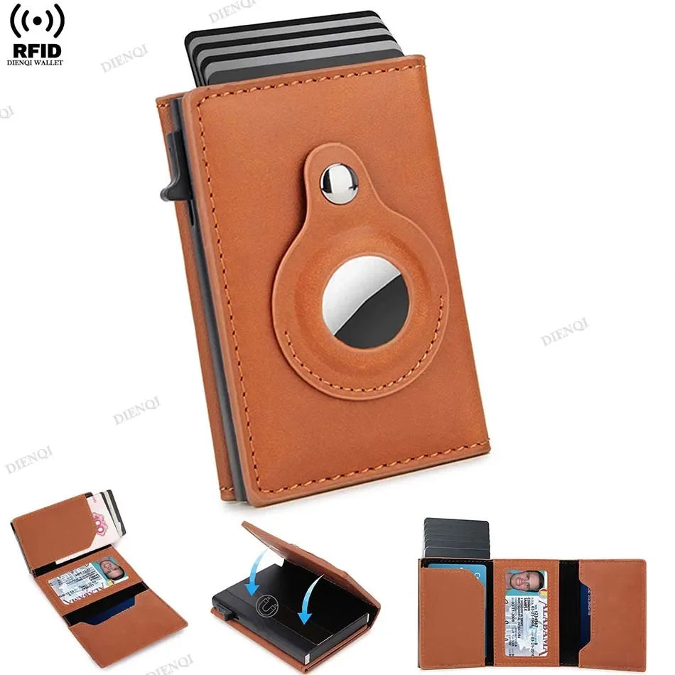 Rfid Credit Card Holder Men Wallets for Airtag Slim Thin Bank Cardholder Case Travel Minimalist Wallet for Apple Air Tag Tracker Trax4u