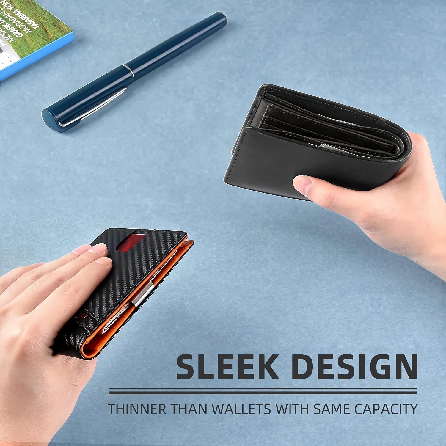 Men's popular wallet with 12 card slots, anti-theft RFID card function, and a US dollar bill compartment, durable Trax4u