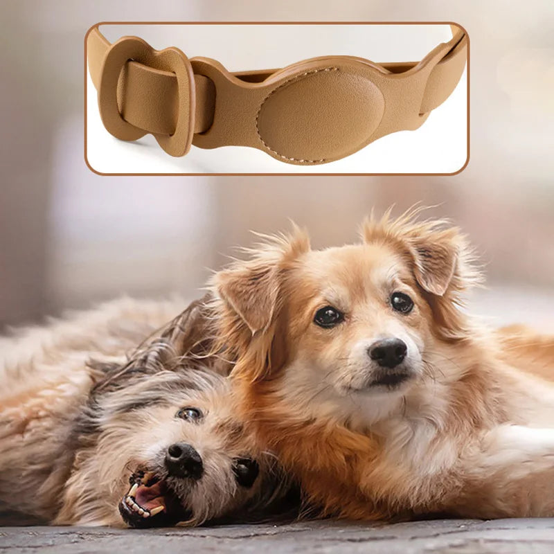 High-quality PU Leather Pet Collar With Airtag Holder, 3 Sizes Adjustable Pet Collar Perfect For Cat/Puppy/ Medium Large Dog Trax4u