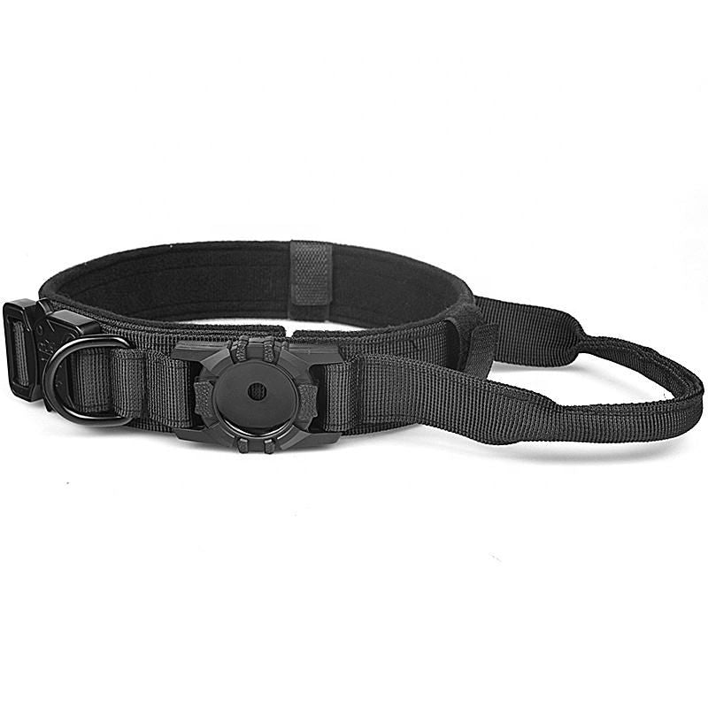 Black Tactical AirTag Dog Collar with Adjustable Strap